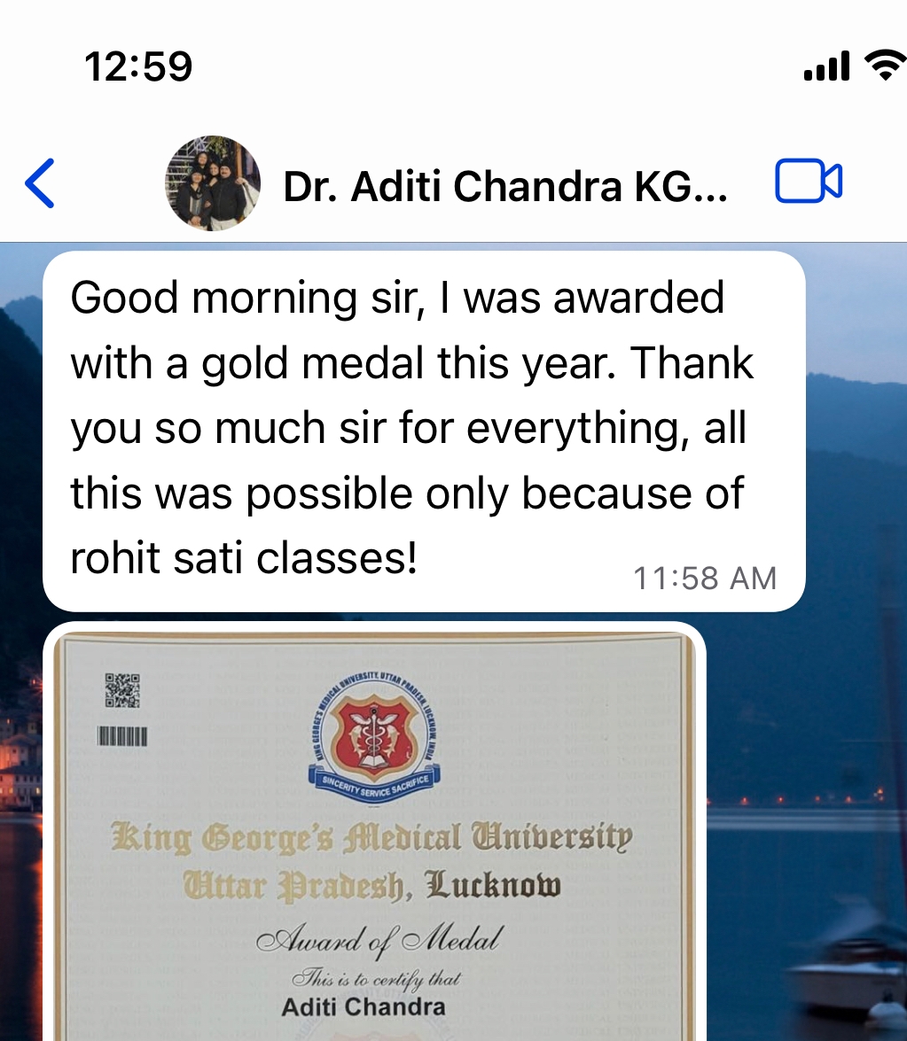 Dr Aditi Chandra, (KGMC Lucknow) Awarded with A Gold Medal (Dr R.M.L. Memorial Gold Medal) This Year!